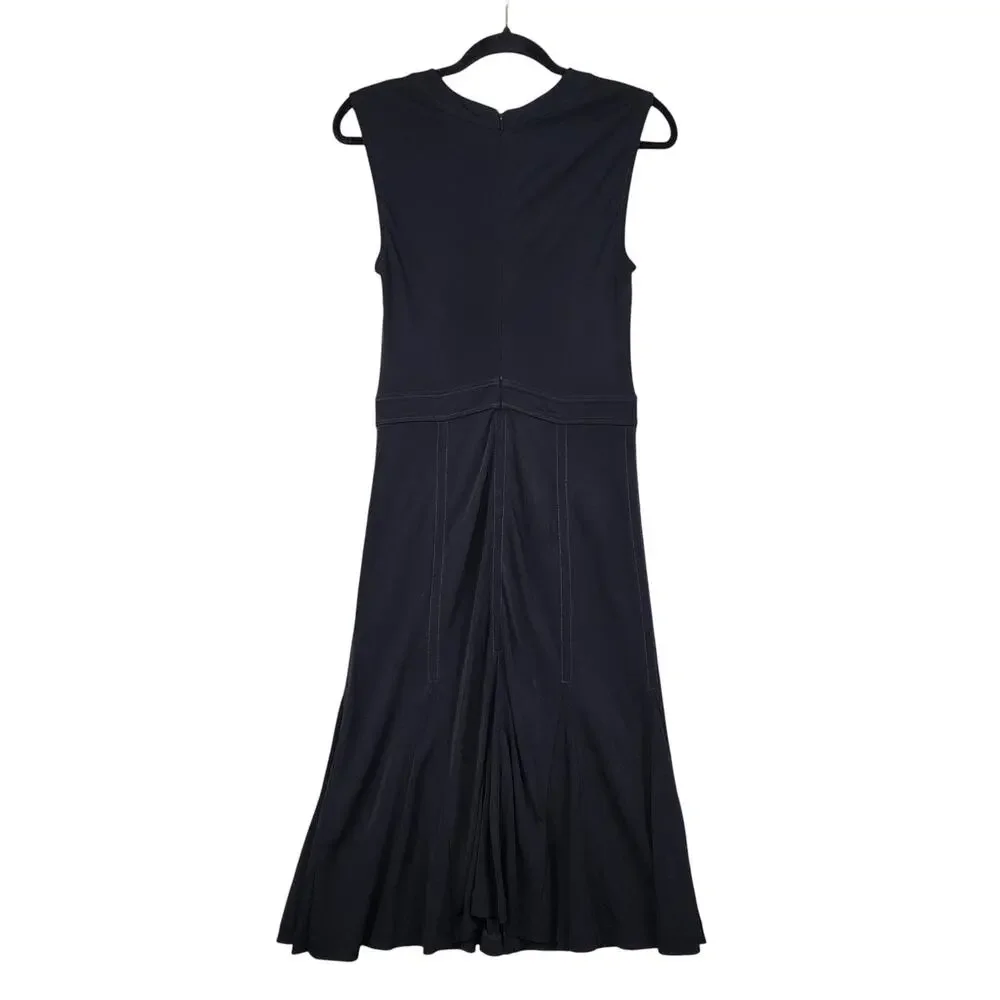 Tory Burch Womens Aubrey Dress Sze XS Black Pleated Trumpet Skirt Sleeveless NWT